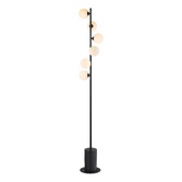 Photograph: Dar Spiral 6 Light Floor Lamp Matt Black With Opal Glass Globes