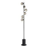 Photograph: Dar Spiral 6 Light Floor Lamp Matt Black With Smoked Glass Globes