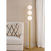 Photograph: Dar Tauri 3 Light Floor Lamp Matt Gold and Opal Glass