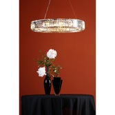 Photograph: Dar Teyana Polished Chrome Large 9 Light Round Crystal Pendant Light