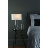 Photograph: Dar Utara UTA4250 Table Lamp In Polished Chrome Finish Complete With Ivory Shade