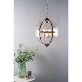 Photograph: Dar Vanessa VAN0538 5 Light Pendant In Polished Nickel And Clear Glass Finish