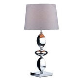 Photograph: Dar Wickford WIC4250 Polished Chrome Large Table Lamp Complete With Grey Cotton Shade