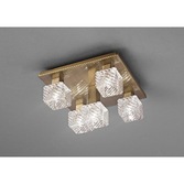 Photograph: Deco Accor D0164 Antique Brass 5 Light Flush Ceiling Light With Clear Glass Shades