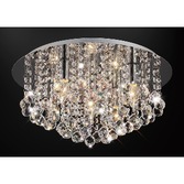 Photograph: Deco Acton D0145 Polished Chrome 5 Light Round Flush Crystal Ceiling Light - 460mm