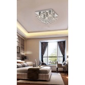 Photograph: Deco Acton D0146 Polished Chrome 5 Light Square Flush Crystal Ceiling Light - 460mm