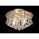 Photograph: Deco Acton D0187 Antique Brass 4 Light Round Flush Crystal Ceiling Light - 380mm