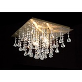 Photograph: Deco Acton D0188 Antique Brass 4 Light Square Flush Crystal Ceiling Light - 380mm