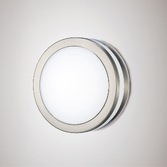 Photograph: Deco Aldo D0080 Stainless Steel LED Round Exterior Flush Ceiling/Wall Light With Opal Glass - IP44 4000K