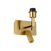 Photograph: Deco Clara Brass Gold Wall + Reading Light with USB-C + USB-A Socket: 1 x E27 + 3W LED: 3000K: Individually Switched
