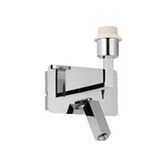 Photograph: Deco Clara Polished Chrome Wall + Reading Light with USB-C + USB-A Socket: 1 x E27 + 3W LED: 3000K: Individually Switched