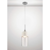 Photograph: Deco Mia D0111 White Cylindrical Single Pendant With Clear Glass