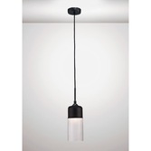 Photograph: Deco Mia D0112 Black Cylindrical Single Pendant With Clear Glass