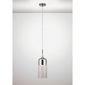 Photograph: Deco Mia D0113 Polished Chrome Cylindrical Single Pendant With Clear Glass