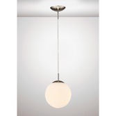 Photograph: Deco Miranda D0122 Satin Nickel Small Single Pendant With Frosted White Glass Globe