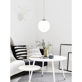 Photograph: Deco Miranda D0123 Satin Nickel Medium Single Pendant With Frosted White Glass Globe