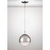 Photograph: Deco Miranda D0124 Polished Chrome Small Single Pendant With Chrome Mirrored/Clear Glass Globe