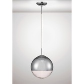 Photograph: Deco Miranda D0125 Polished Chrome Medium Single Pendant With Chrome Mirrored/Clear Glass Globe