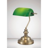 Photograph: Deco Morgan D0085 Antique Brass Bankers Table Lamp With Green Glass