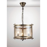 Photograph: Deco Nolan D0088 Antique Brass 3 Light Lantern Pendant With Amber Glass