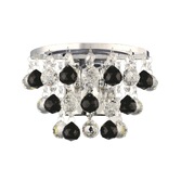 Photograph: Diyas Atla IL30014BL Polished Chrome 2 Light Crystal Wall Light With Clear And Black Crystal Spheres