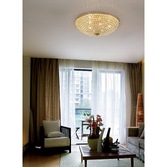 Photograph: Diyas Ava IL30757 French Gold 6 Light Flush Crystal Ceiling Light