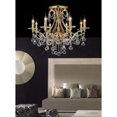 Photograph: Diyas Bianco IL30218 French Gold 8 Light Semi Flush Crystal Chandelier