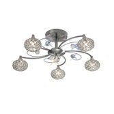 Photograph: Diyas Cara IL30935 Satin Nickel 5 Light Semi Flush Crystal Ceiling Light