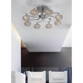 Photograph: Diyas Cara IL30938 Satin Nickel 8 Light Semi Flush Crystal Ceiling Light