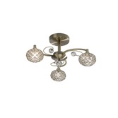 Photograph: Diyas Cara IL30943 Antique Brass 3 Light Semi Flush Crystal Ceiling Light