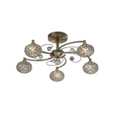 Photograph: Diyas Cara IL30945 Antique Brass 5 Light Semi Flush Crystal Ceiling Light