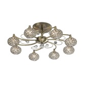 Photograph: Diyas Cara IL30948 Antique Brass 8 Light Semi Flush Crystal Ceiling Light