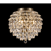 Photograph: Diyas Coniston Large 8 Light Flush Antique Brass Crystal Bathroom Ceiling Light - IP44