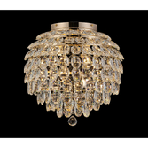 Photograph: Diyas Coniston Large 8 Light Flush French Gold Crystal Bathroom Ceiling Light - IP44