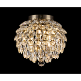 Photograph: Diyas Coniston Medium 5 Light Flush Antique Brass Crystal Bathroom Ceiling Light - IP44