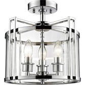 Photograph: Diyas Eaton IL31080 Polished Chrome 3 Light Semi Flush Ceiling Light