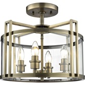 Photograph: Diyas Eaton IL31091 Antique Brass 4 Light Semi Flush Ceiling Light