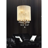 Photograph: Diyas Ella IL30069 Antique Brass 8 Light Crystal Pendant Complete With Ivory Cream Shade