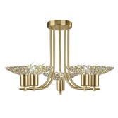 Photograph: Diyas Ellen IL20602 Satin Brass 5 Light Semi Flush Crystal Ceiling Light