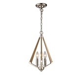 Photograph: Diyas Hilton IL31681 Polished Nickel/Wood 3 Light Chandelier