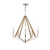 Photograph: Diyas Hilton IL31682 Polished Nickel/Wood 5 Light Chandelier