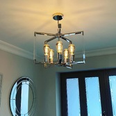 Photograph: Diyas IL32783 Canto Round Polished Nickel/Acrylic 5 Light Pendant