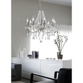 Photograph: Diyas Kyra IL30978 Satin Nickel 8 Light Crystal Chandelier