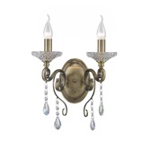 Photograph: Diyas Libra IL32072 Antique Brass 2 Light Crystal Wall Light