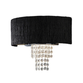 Photograph: Diyas Nerissa IL30271/BL Polished Chrome 2 Light Crystal Wall Light Complete With Black Shade