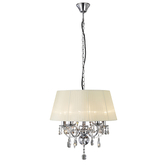 Photograph: Diyas Olivia IL30045/CR Polished Chrome 5 Light Crystal Pendant Complete With Ivory Cream Shade