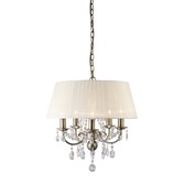 Photograph: Diyas Olivia IL30048 Antique Brass 5 Light Crystal Pendant Complete With Ivory Cream Shade