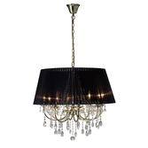 Photograph: Diyas Olivia IL30057/BL Antique Brass 8 Light Crystal Pendant Complete With Black Shade