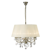 Photograph: Diyas Olivia IL30057/CR Antique Brass 8 Light Crystal Pendant Complete With Cream Shade