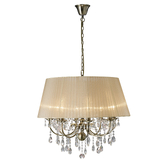 Photograph: Diyas Olivia IL30057/SB Antique Brass 8 Light Crystal Pendant Complete With Soft Bronze Shade